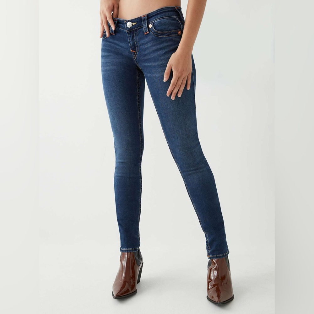 True Religion Skinny Stella Cotton Blend Blue Jeans Classic Style Size 27 - Picture 2 of 12